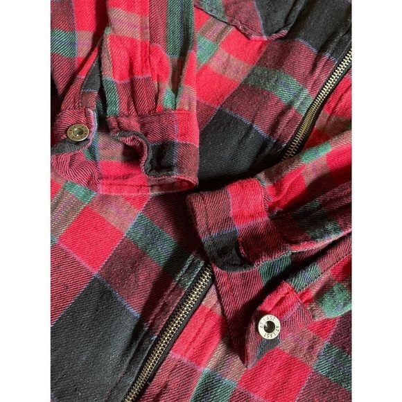 Vintage At Last Zip Up Red Flannel Mens Medium - Picture 3 of 7